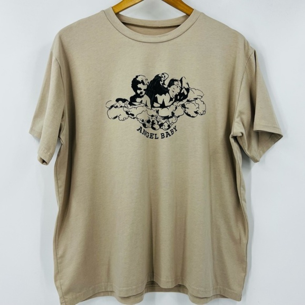 Angel Baby Beige Graphic T-Shirt Size Large